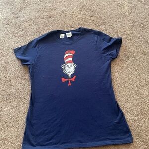 Navy Blue Cat Graphic T-Shirt